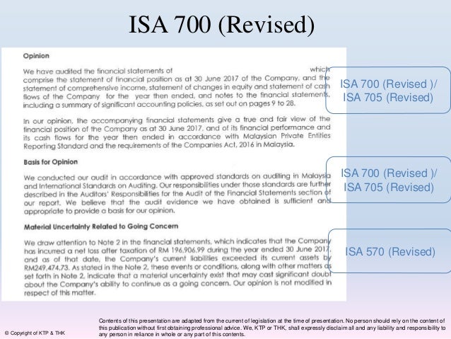 Revised Auditor Report Isa 700 Isa 705 Isa 706 And Isa 720
