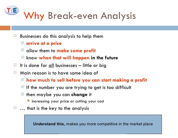 how to make a break even analysis