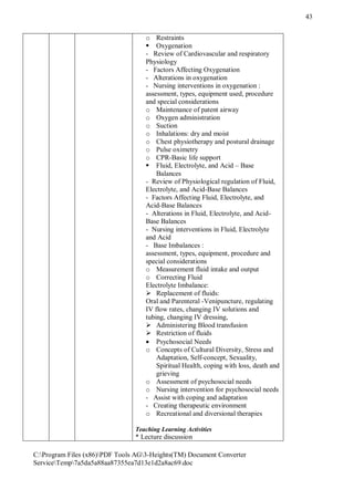 Revised B. Sc. Nursing Syllabus | PDF