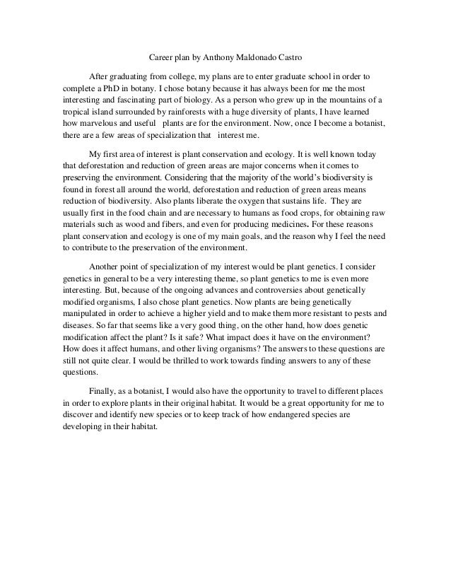 personal statement after graduating college plans