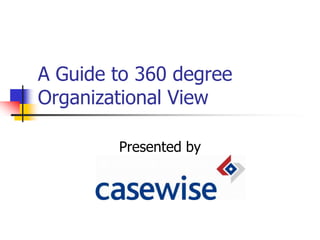 A Guide to 360 degree
Organizational View

        Presented by
 