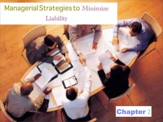 Managerial Strategies to Minimize
             Liability




                                    Chapter 2
 