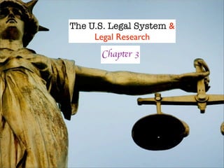 The U.S. Legal System &
     Legal Research
       Chapter 3
 