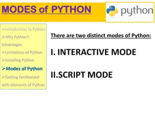 python modes: interactive vs script | pdf | python... REVISED Class XI 2020-21 INTRODUCTION TO PYTHON.pdf