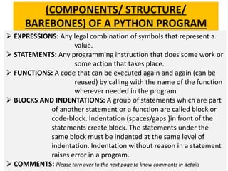 barebones of python program | basic structure of... REVISED Class XI 2020-21 INTRODUCTION TO PYTHON.pdf