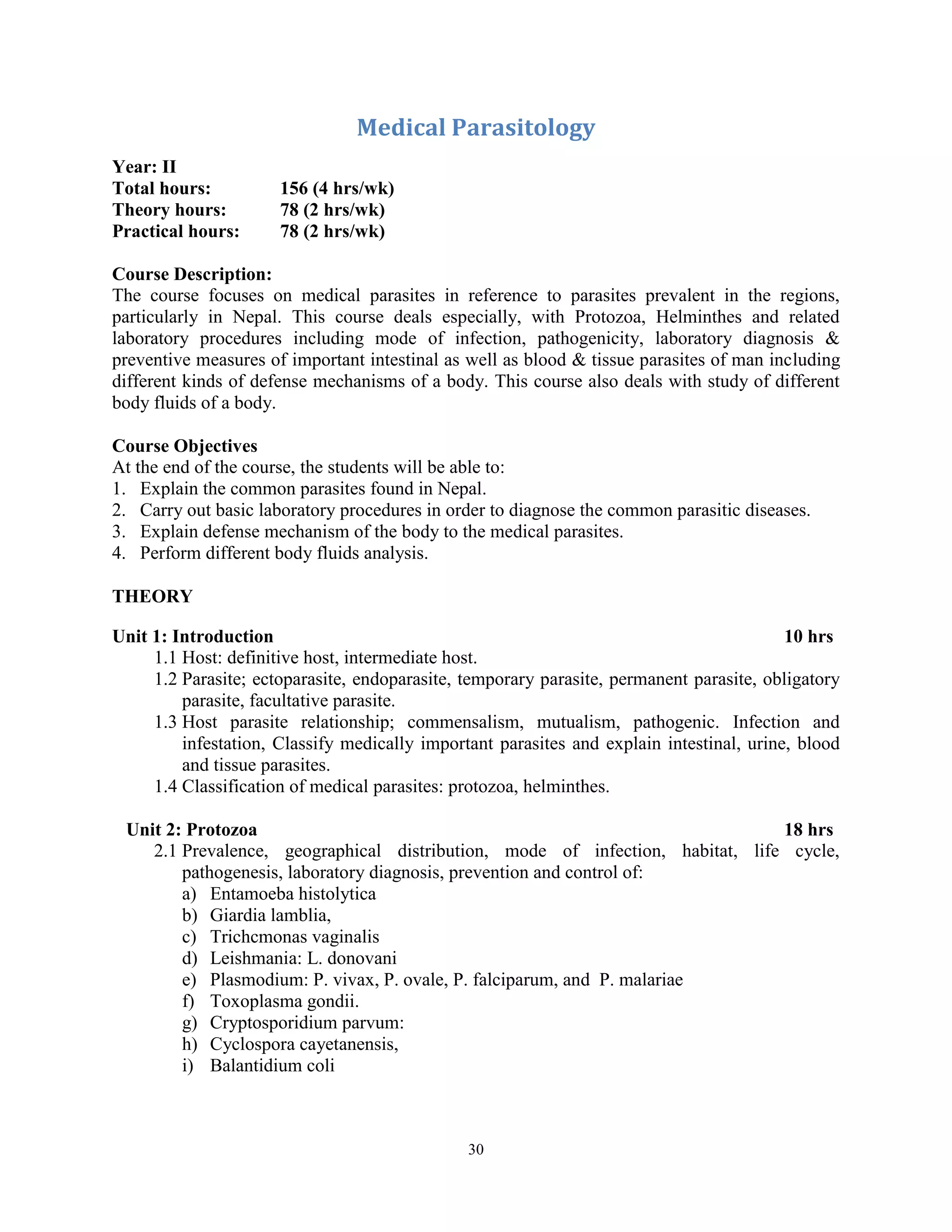 Revised Curriculum of Certificate in Medical Laboratory Technology(CMLT ...