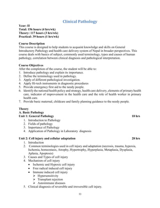 Revised Curriculum of Certificate in Medical Laboratory Technology(CMLT ...