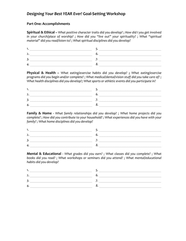 Designing Your Best Year Ever! Goal Setting