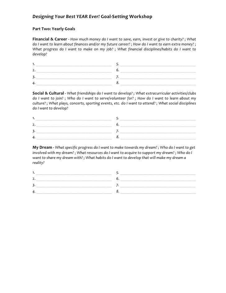 Designing Your Best Year Ever! Goal Setting Workshop
