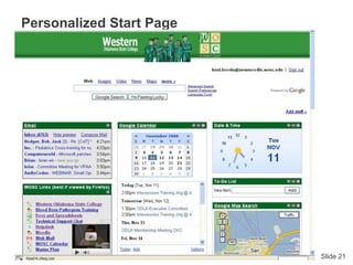 Slide 21
Personalized Start Page
 