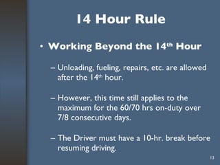 Revised Hours Of Service Training For Drivers