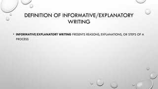 Understanding Informative and Explanatory Writing: Purpose and Examples ...