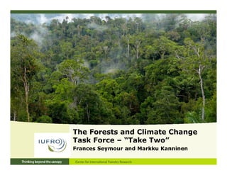 The Forests and Climate Change
Task Force – “Take Two”
 as   o ce     a e    o
Frances Seymour and Markku Kanninen
 