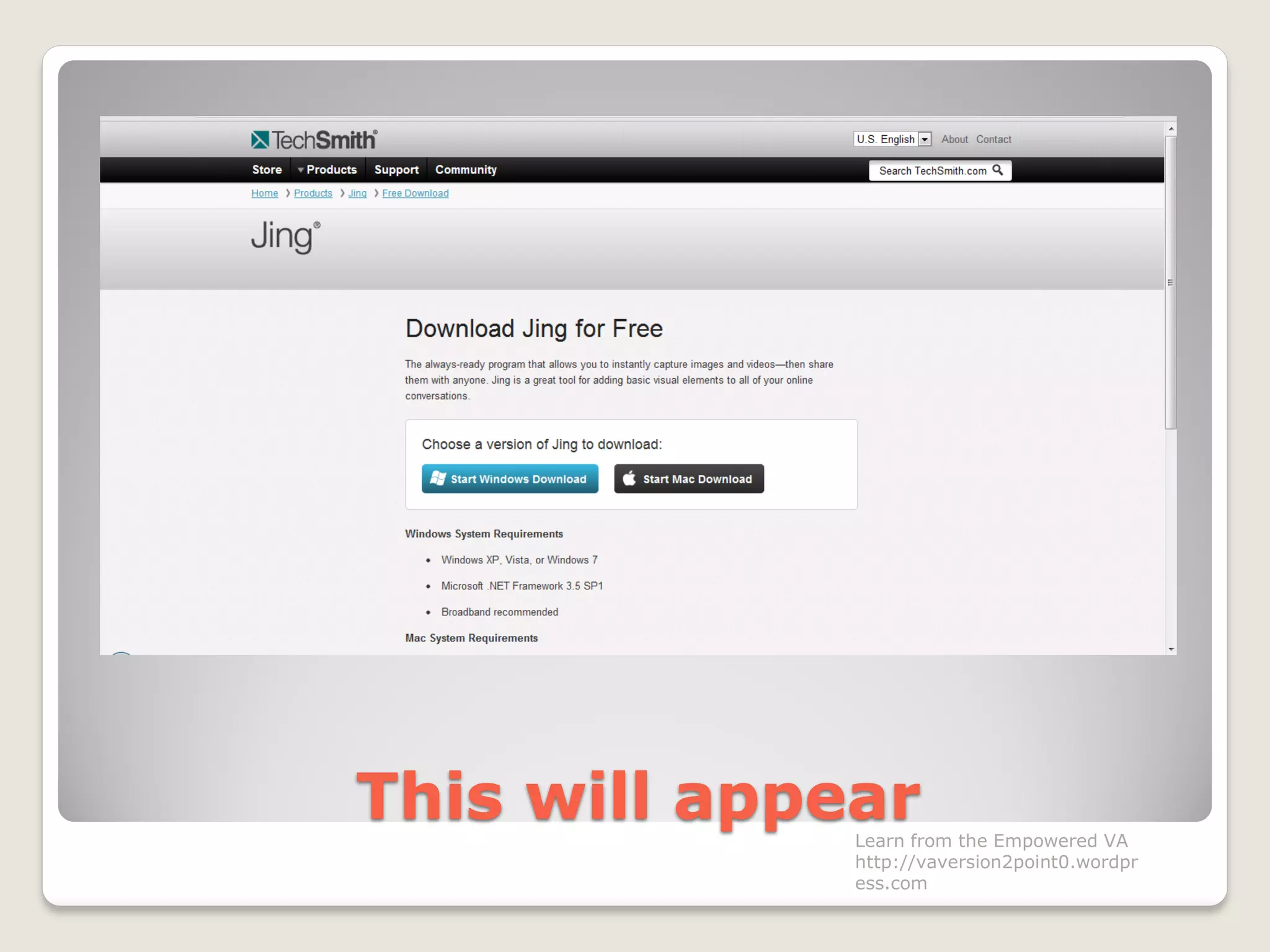 This will appearLearn from the Empowered VA
http://vaversion2point0.wordpr
ess.com
 