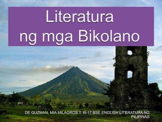 DE GUZMAN, MIA MILAGROS T. III-17 BSE ENGLISH LITERATURA NG
PILIPINAS
 