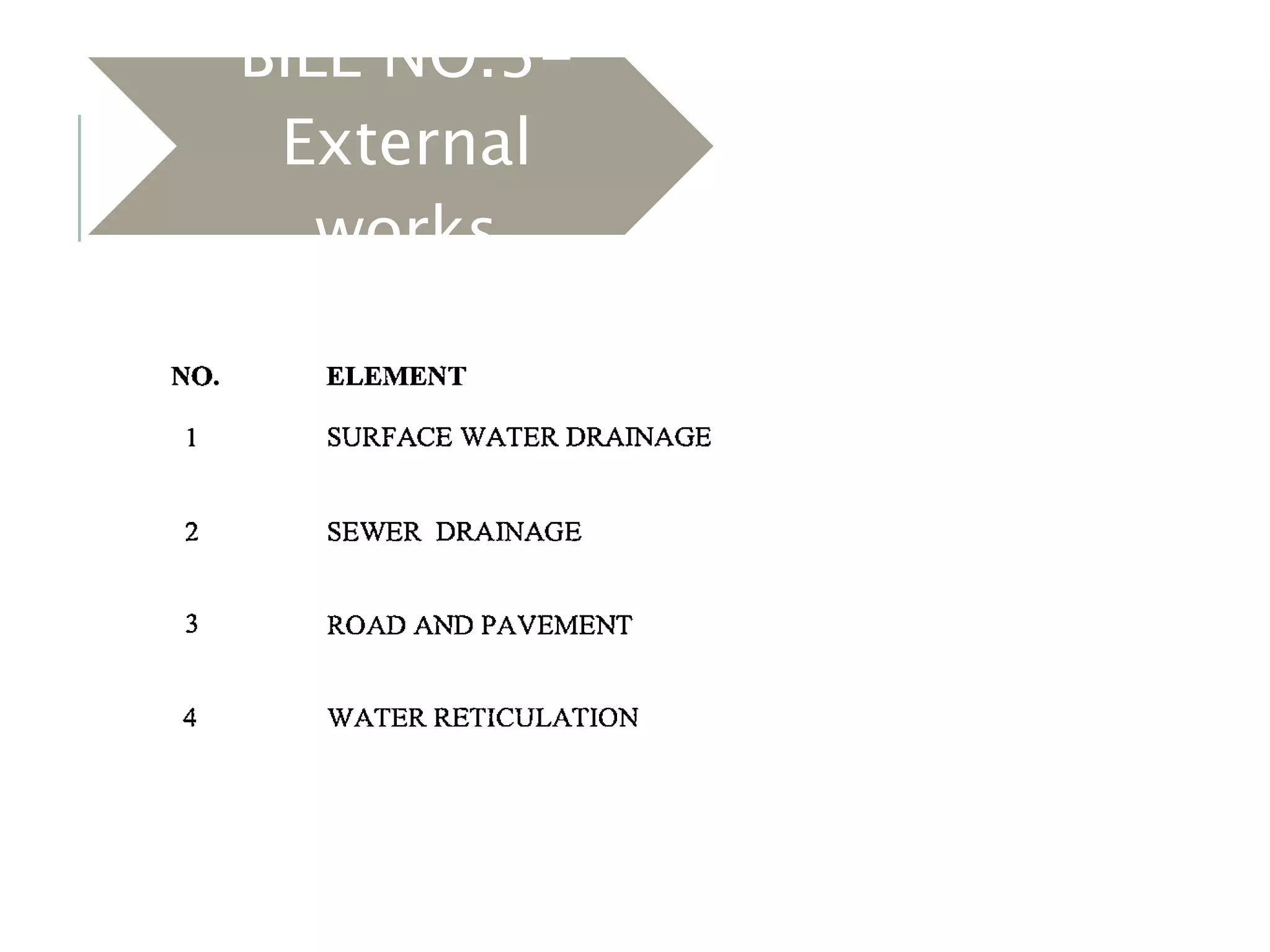 BILL NO.3-
External
works
 
