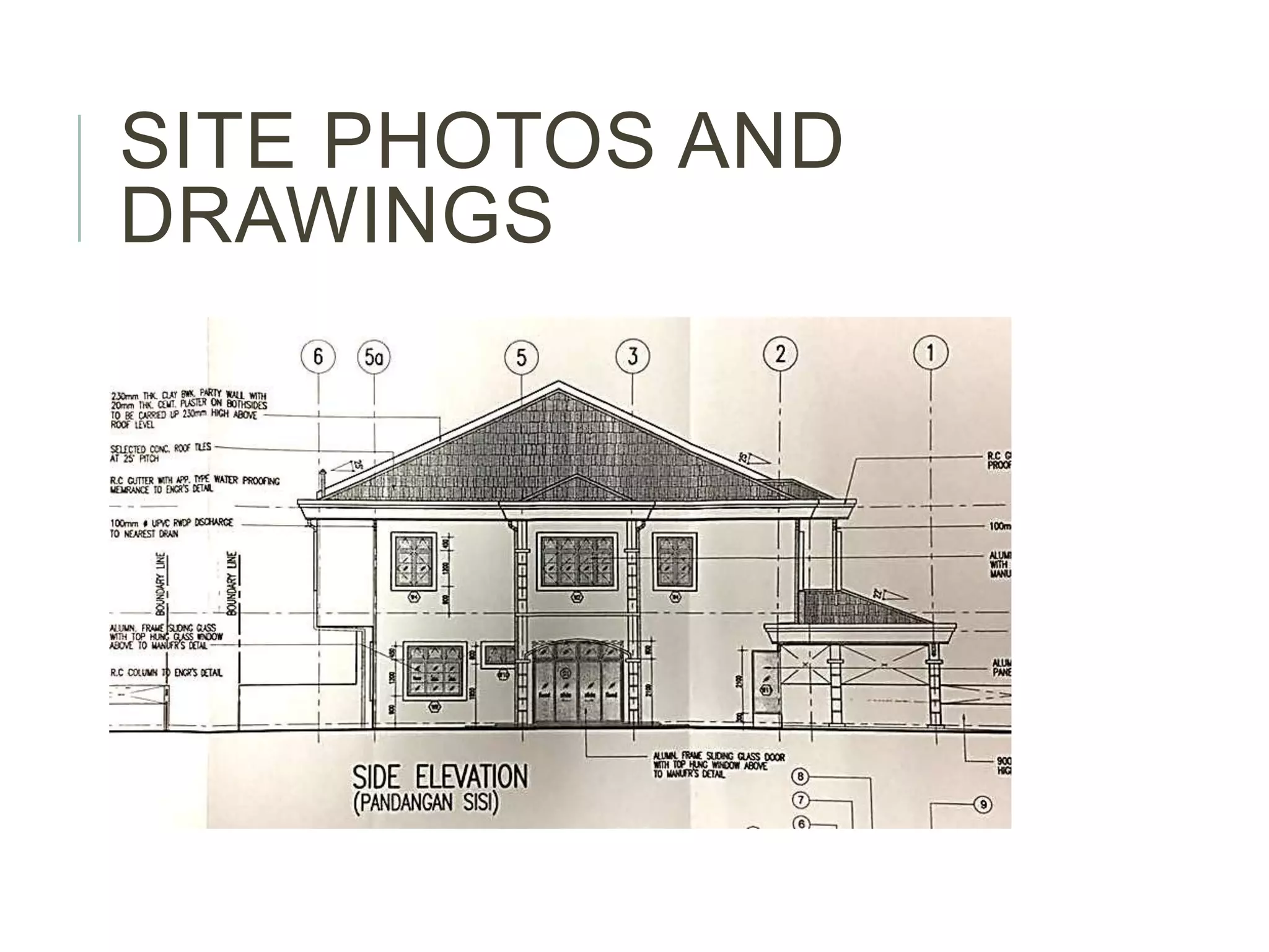 SITE PHOTOS AND
DRAWINGS
 