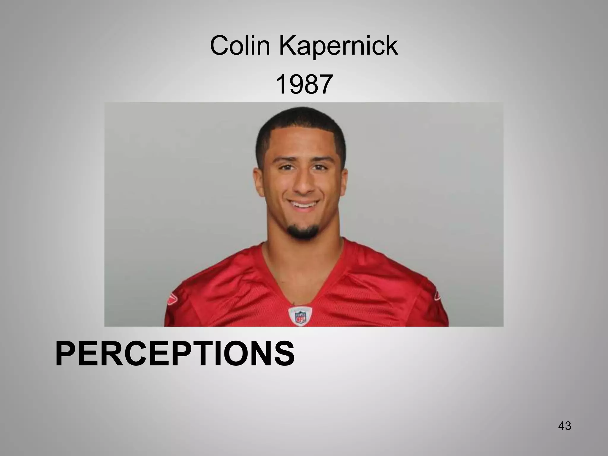 PERCEPTIONS
Colin Kapernick
1987
43
 