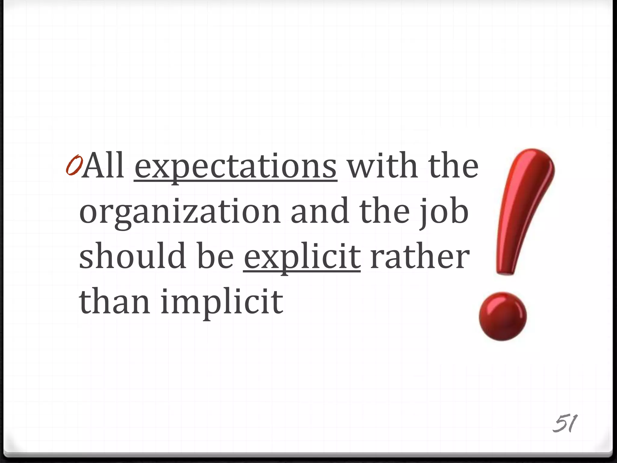 0All expectations with the
organization and the job
should be explicit rather
than implicit
51
 