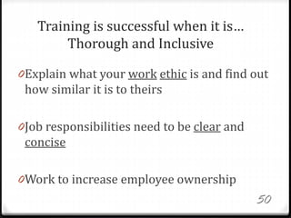 Training is successful when it is…
Thorough and Inclusive
0Explain what your work ethic is and find out
how similar it is ...