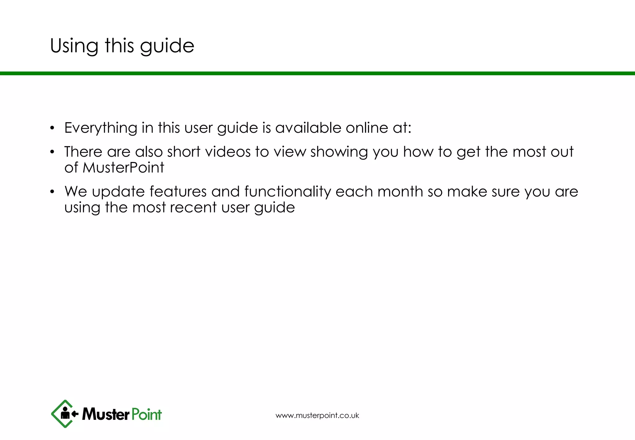 MusterPoint training guide May 2014 | PPTX | Search | Internet