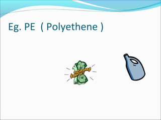 Eg. PE ( Polyethene )
 