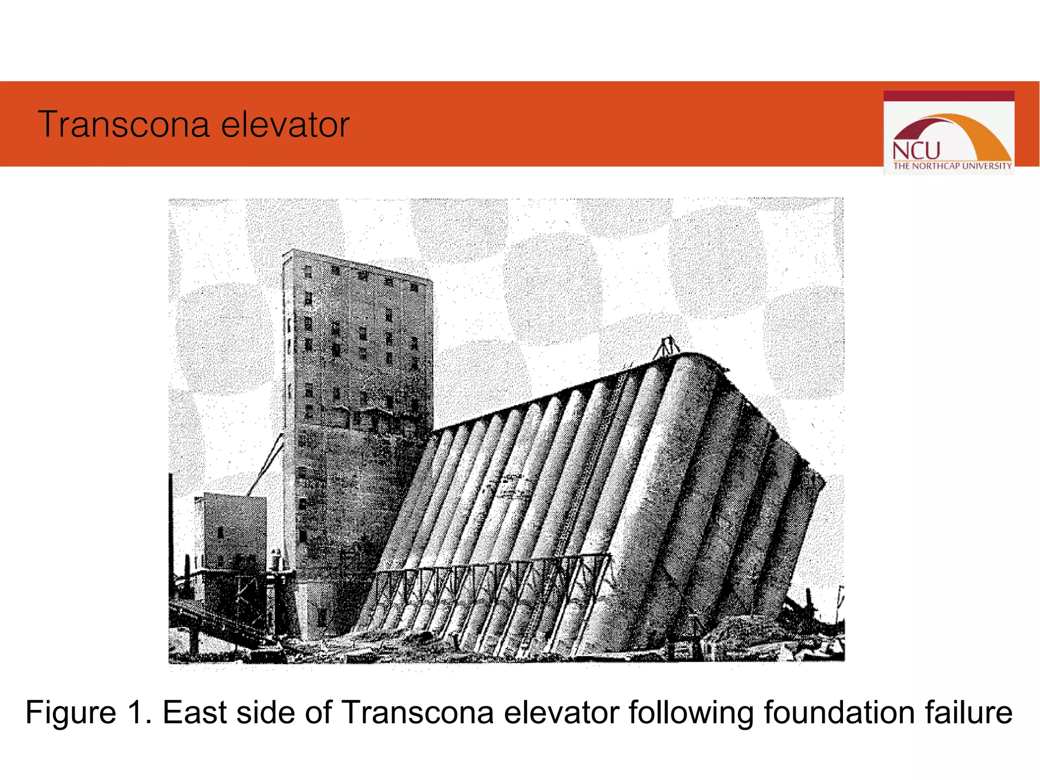 Figure 1. East side of Transcona elevator following foundation failure
Transcona elevator
 