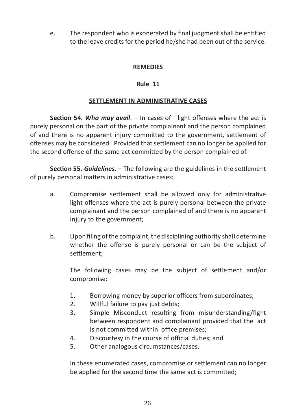 Revised rules on administrative cases in the civil service