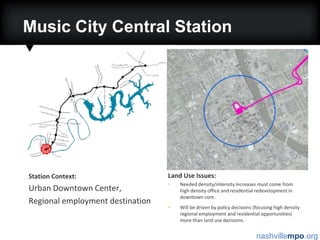 13 Potential Station SitesGallatinHarrisBig Station Camp Indian LakeNew Shackle IslandSaundersvilleConference DriveCenter Point Old HickoryDickerson/ SkylineTrinityCleveland StreetMusic City Central