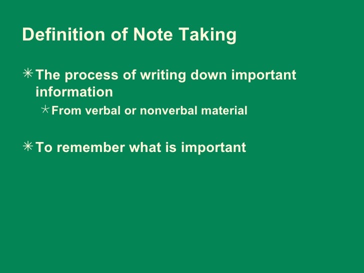 Note Taking Strategy