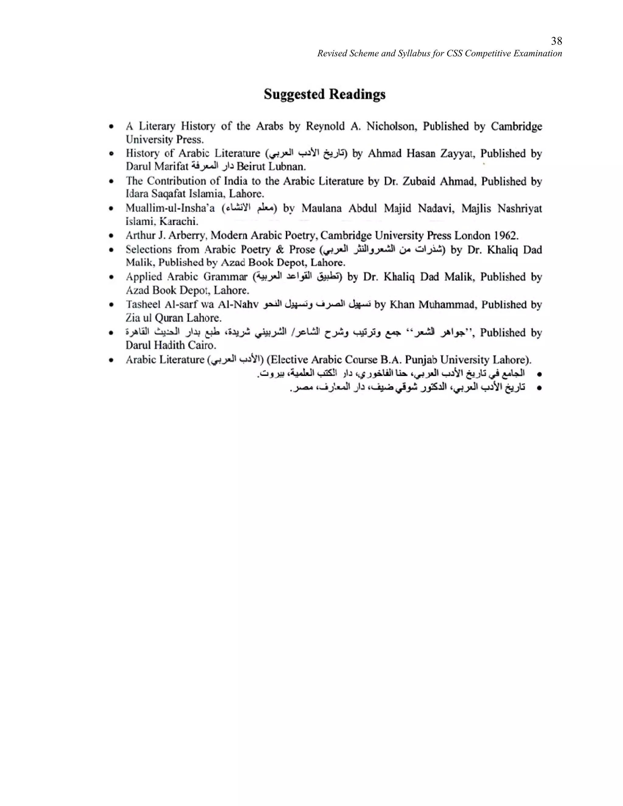 38
Revised Scheme and Syllabus for CSS Competitive Examination
 