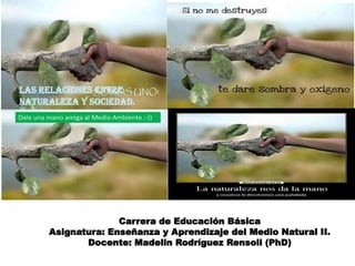 Carrera de Educación Básica
Asignatura: Enseñanza y Aprendizaje del Medio Natural II.
Docente: Madelin Rodríguez Rensoli (PhD)
 