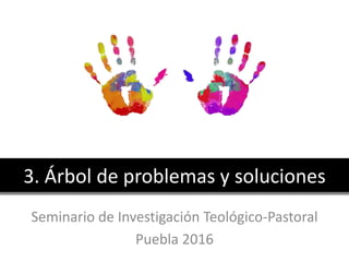 Seminario de Investigación Teológico-Pastoral
Puebla 2016
3. Árbol de problemas y soluciones
 