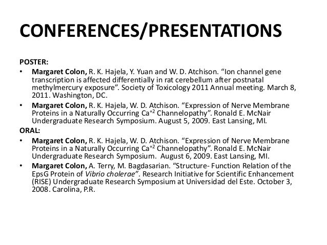 how to include conference presentations in resume