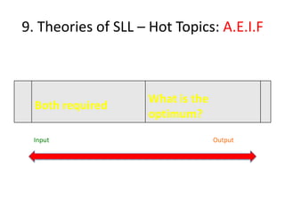 9. Theories of SLL – Hot Topics: A.E.I.F



                    What is the
  Both required
                    optimum?
 Input                            Output
 