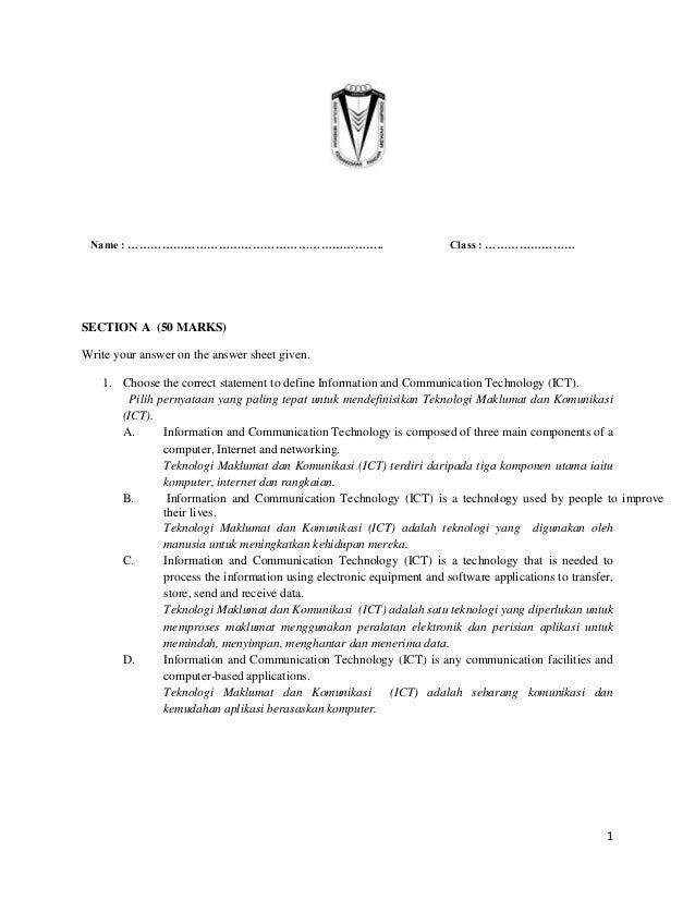 Soalan Ict Tingkatan 4