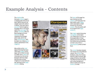 Example Analysis - Contents
 