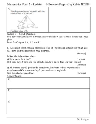 Mathematics-Form 3-Revision © By Kelvin | PDF