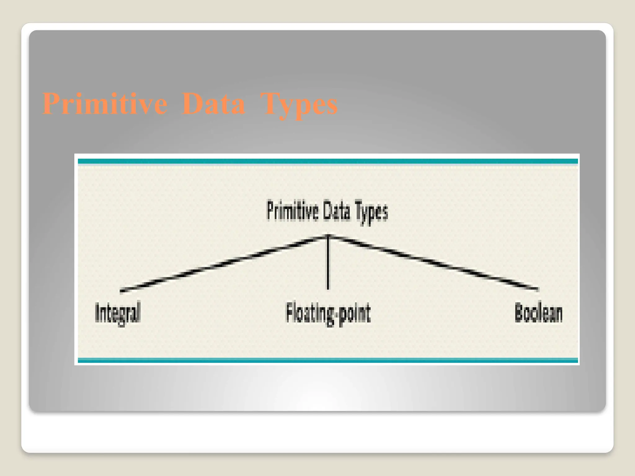 Primitive Data Types
 