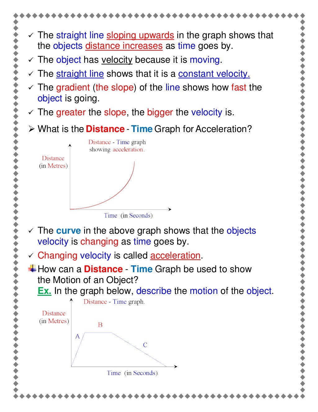 Revision: Describing Motion