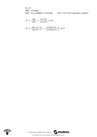 SST = (N-1) (S.D. dependent variable)2
Downloaded by Lamin Dampha (ldampha@utg.edu.gm)
lOMoARcPSD|2941205
 