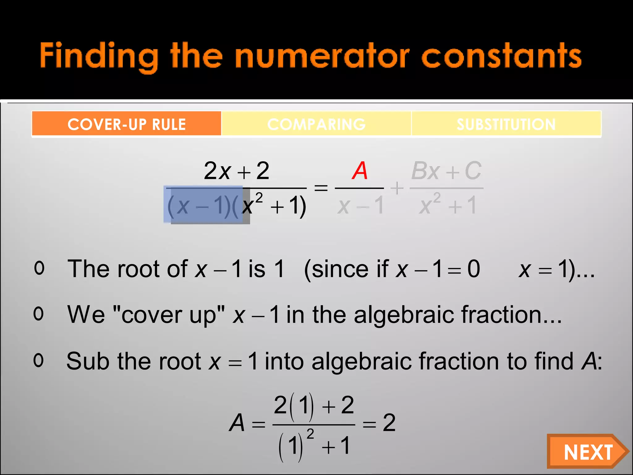 NEXT COVER-UP RULE COMPARING SUBSTITUTION 