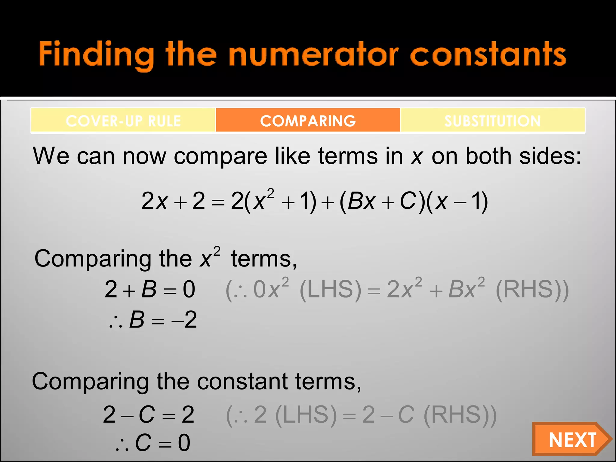 NEXT COVER-UP RULE COMPARING SUBSTITUTION 