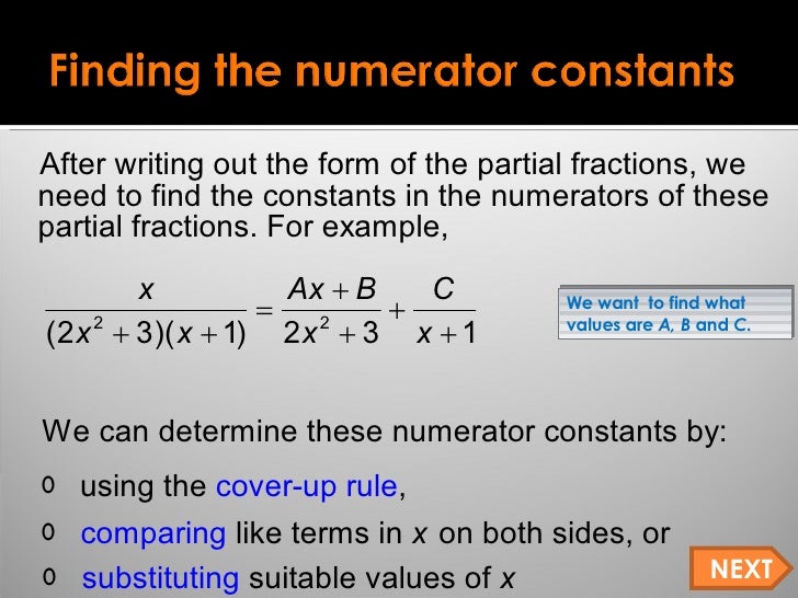 Revision Partial Fractions