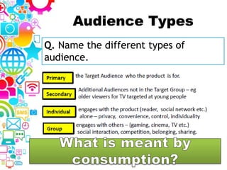 Audience Types
Q. Name the different types of
audience.
 