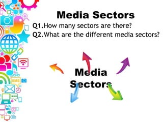 Media Sectors
Q1.How many sectors are there?
Q2.What are the different media sectors?
Media
Sectors
 