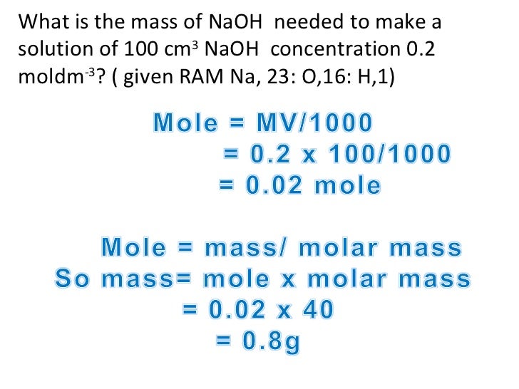 What Volume Of Water Is To Be Added To 100cm3 Revision acid base with answers