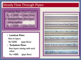 Steady Flow Through Pipes:
 