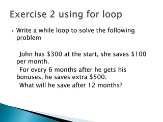 Revision exercises on loop | PPTX | Web Development | Internet