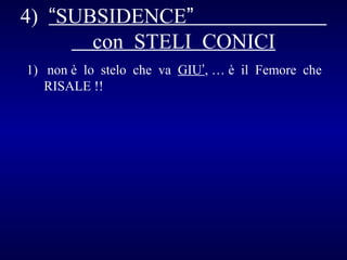 4) “SUBSIDENCE”
con STELI CONICI
1) non è lo stelo che va GIU’, … è il Femore che
RISALE !!

 